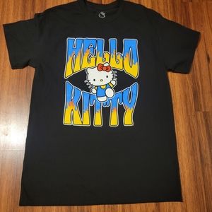 Hello Kitty Sanrio Blue & Yellow Flame T-shirt - Size Medium
